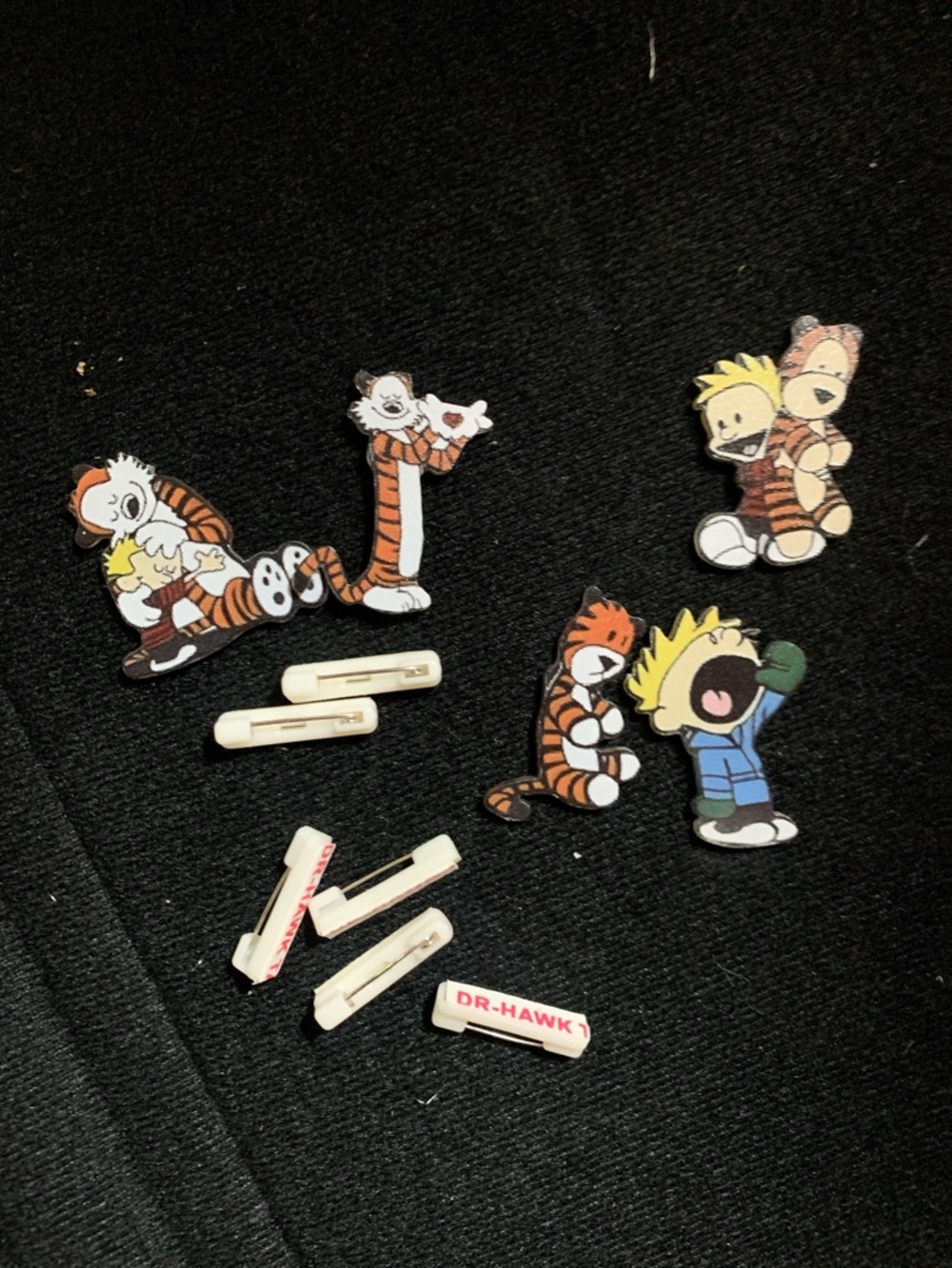 Lot of 5 Calvin and Hobbes pins/charms double sided